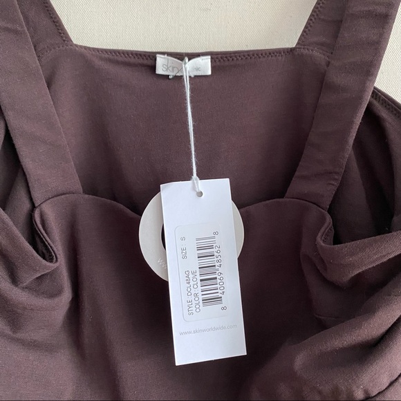 New Skin Organics Venus Bodysuit Clove Brown Square Neck Tank Top Thong Small - Picture 6 of 6